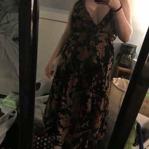 Floral velvet midi dress